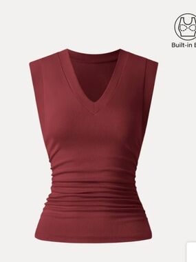 OGL Ribbed Ruched Bra Top Red NWT Stretch